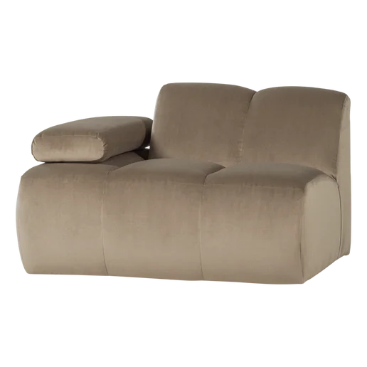 Bank Kalvo velours taupe 1-zits links 124 cm