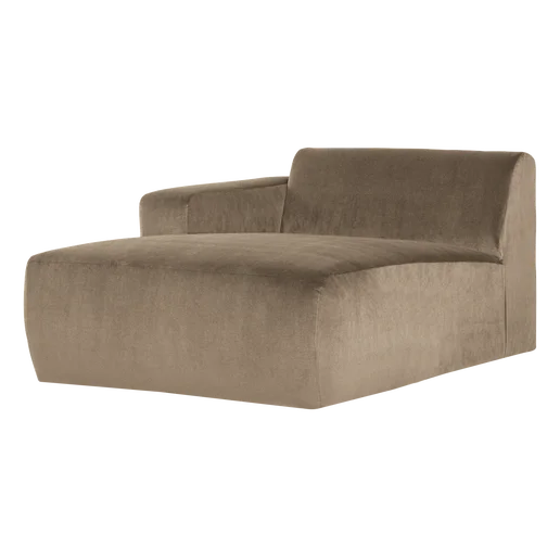 Chaise longue Zane velours taupe links