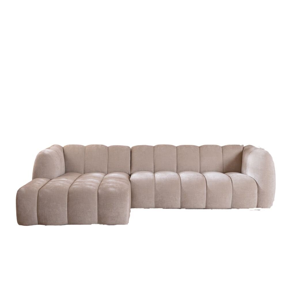 Hoekbank Vesla chenille zand links 294 cm