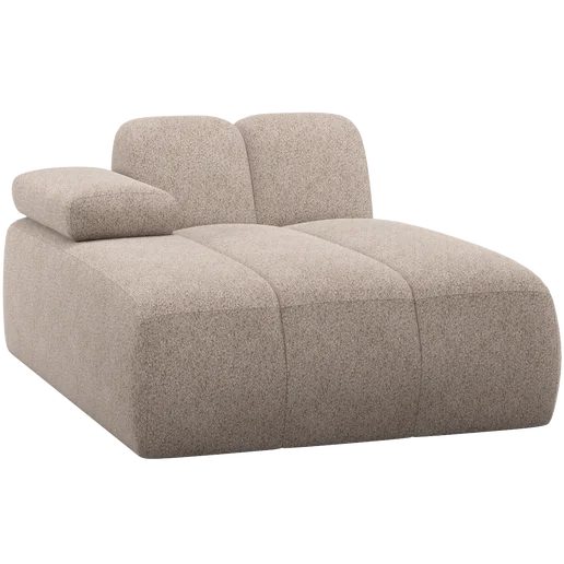 Chaise longue Valro chenille beige links 124 × 74 cm hoog