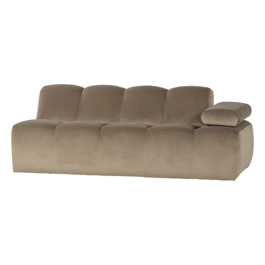 Bank Almi velours taupe 2-zits rechts 204 cm
