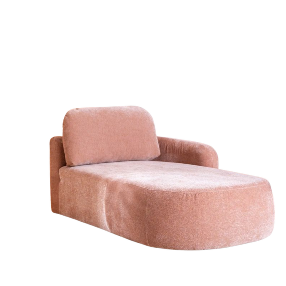 Chaise longue Vesro chenille roze rechts