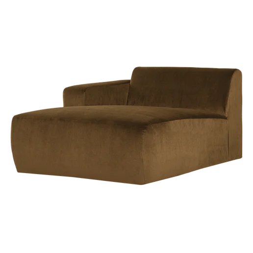 Chaise longue Corel velours geel links