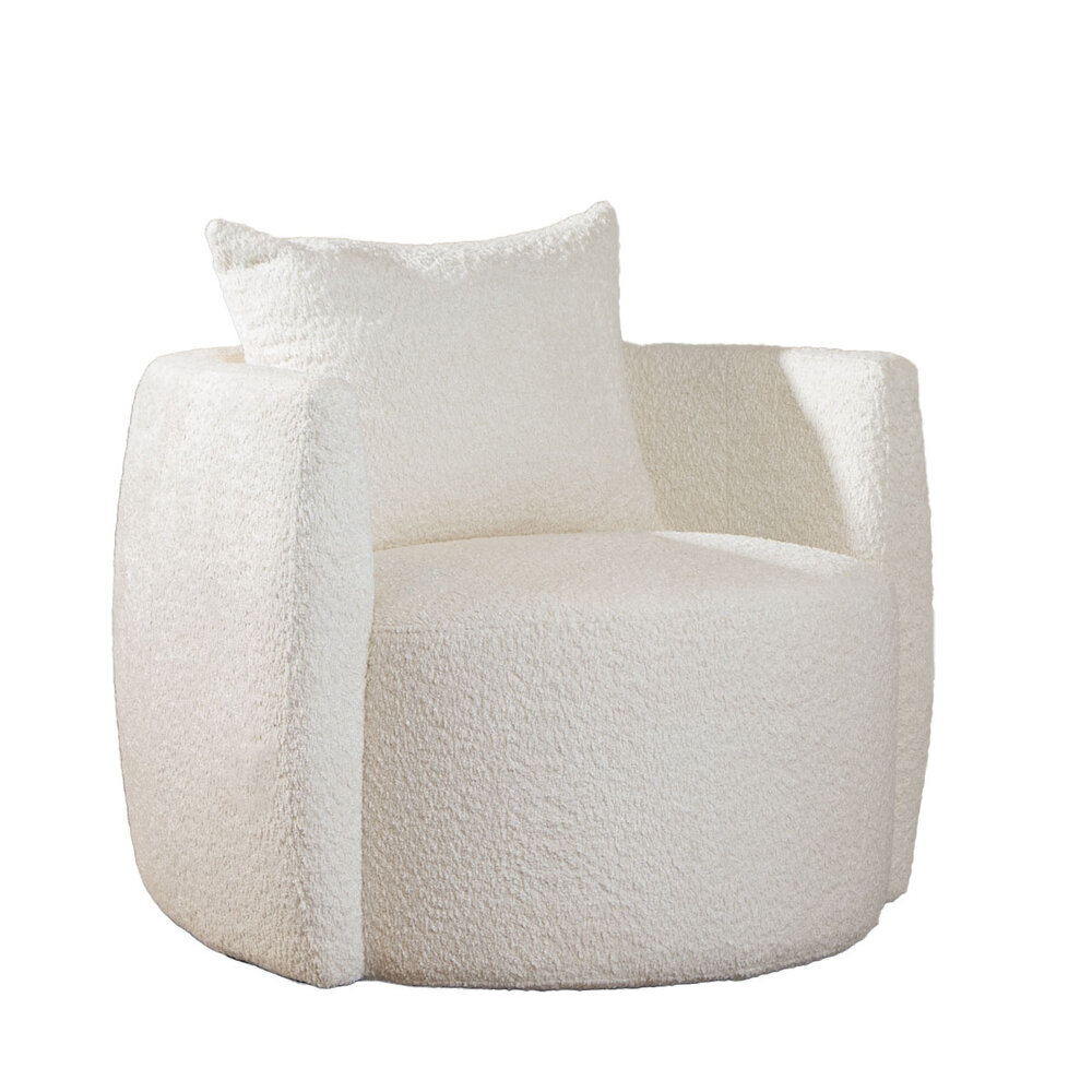 Fauteuil Palvo bouclé wit 83 cm