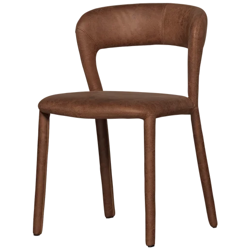 Eetkamerstoel Lorel kunstleer leder bruin 51 cm
