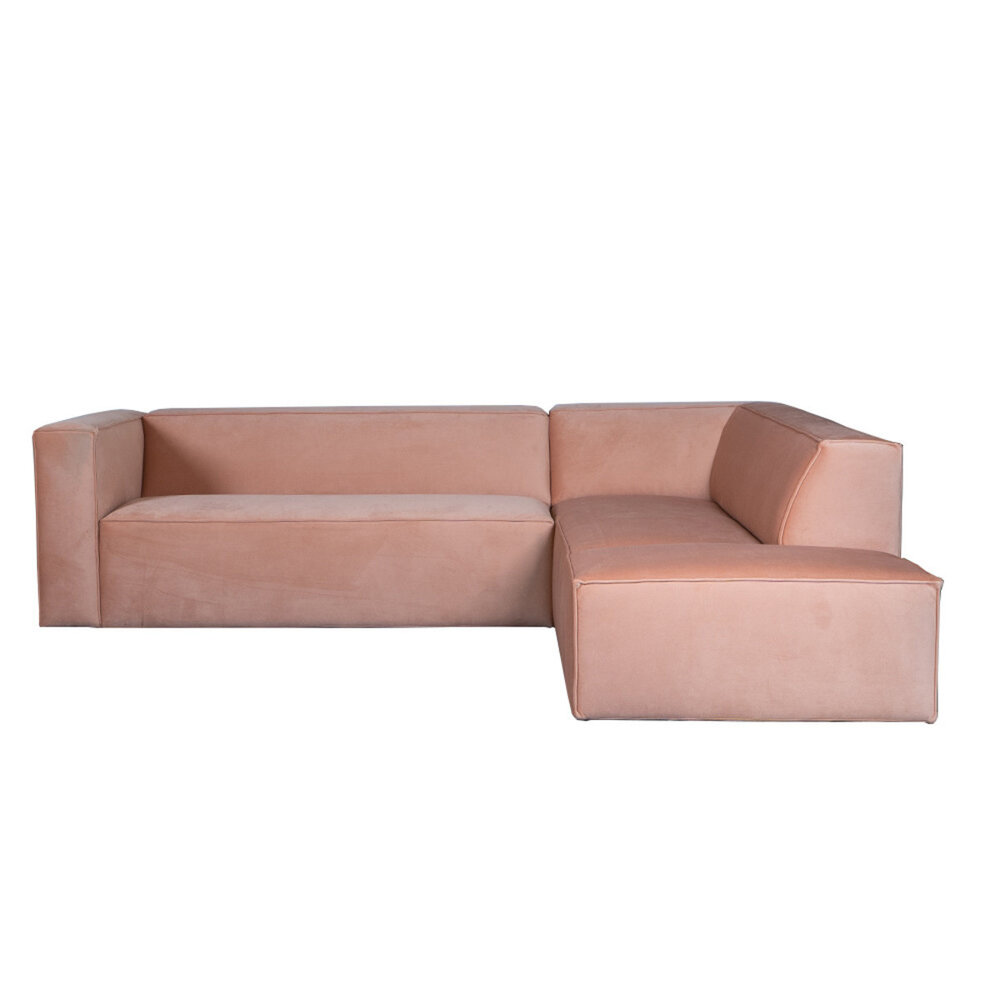 Hoekbank Corto velours roze rechts