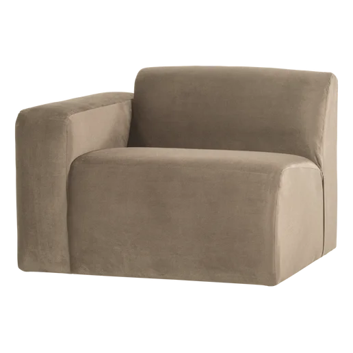 Bank Salan velours taupe 1-zits links