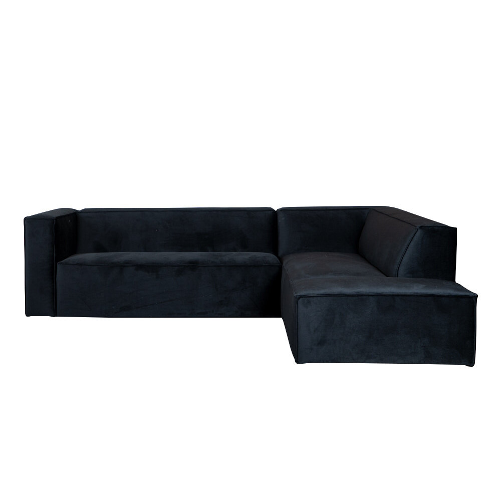 Hoekbank Valis velours zwart rechts 266 cm