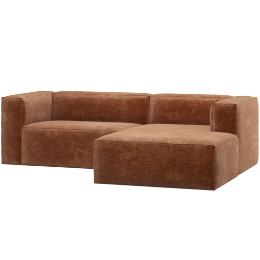 Chaise longue Kormi velours oranje rechts