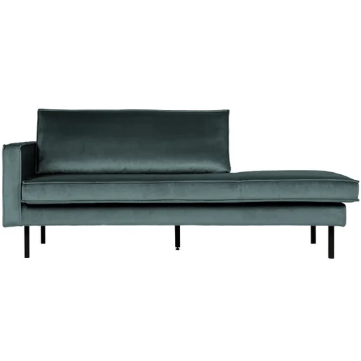 Chaise longue Lanna velours blauw links 203 cm