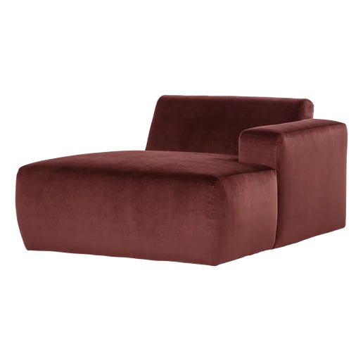 Chaise longue Kalon velours bruin rechts