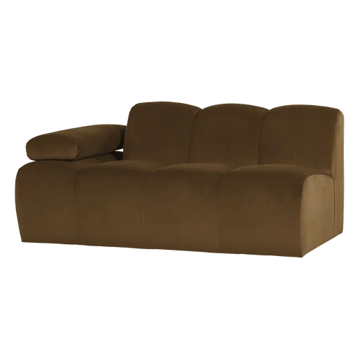 Bank Novmi velours geel 5-zits links 164 cm