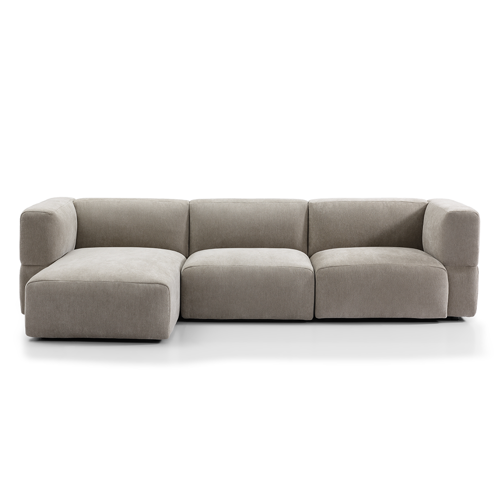 Hoekbank Lino ja taupe 3-zits links