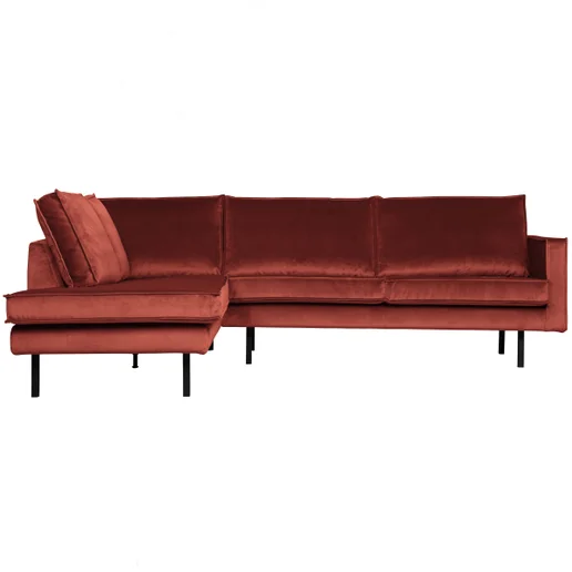 Hoekbank Isa velours rood links