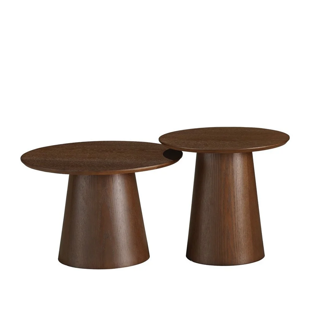 Salontafel Korla eikenfineer walnoot rond set van