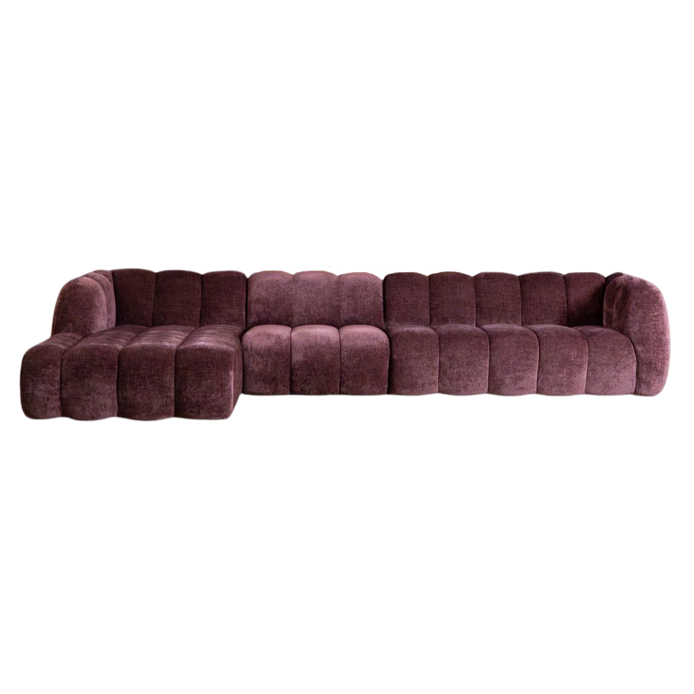 Hoekbank Palar chenille paars links