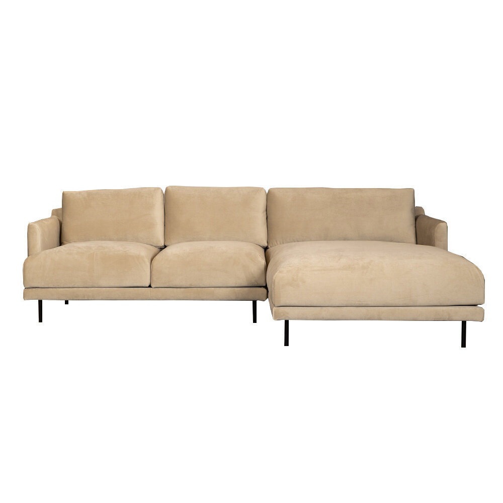 Hoekbank Alis velours beige rechts