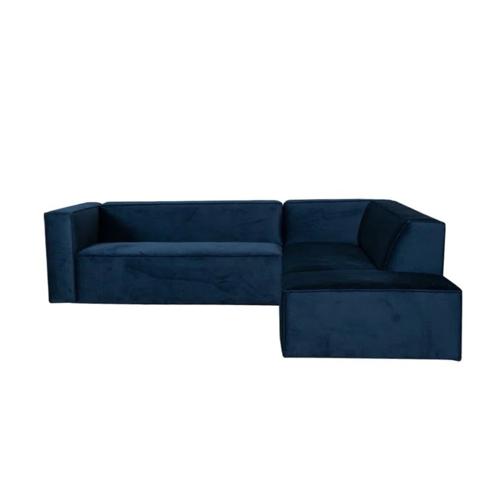 Hoekbank Novna velours blauw rechts 266 cm