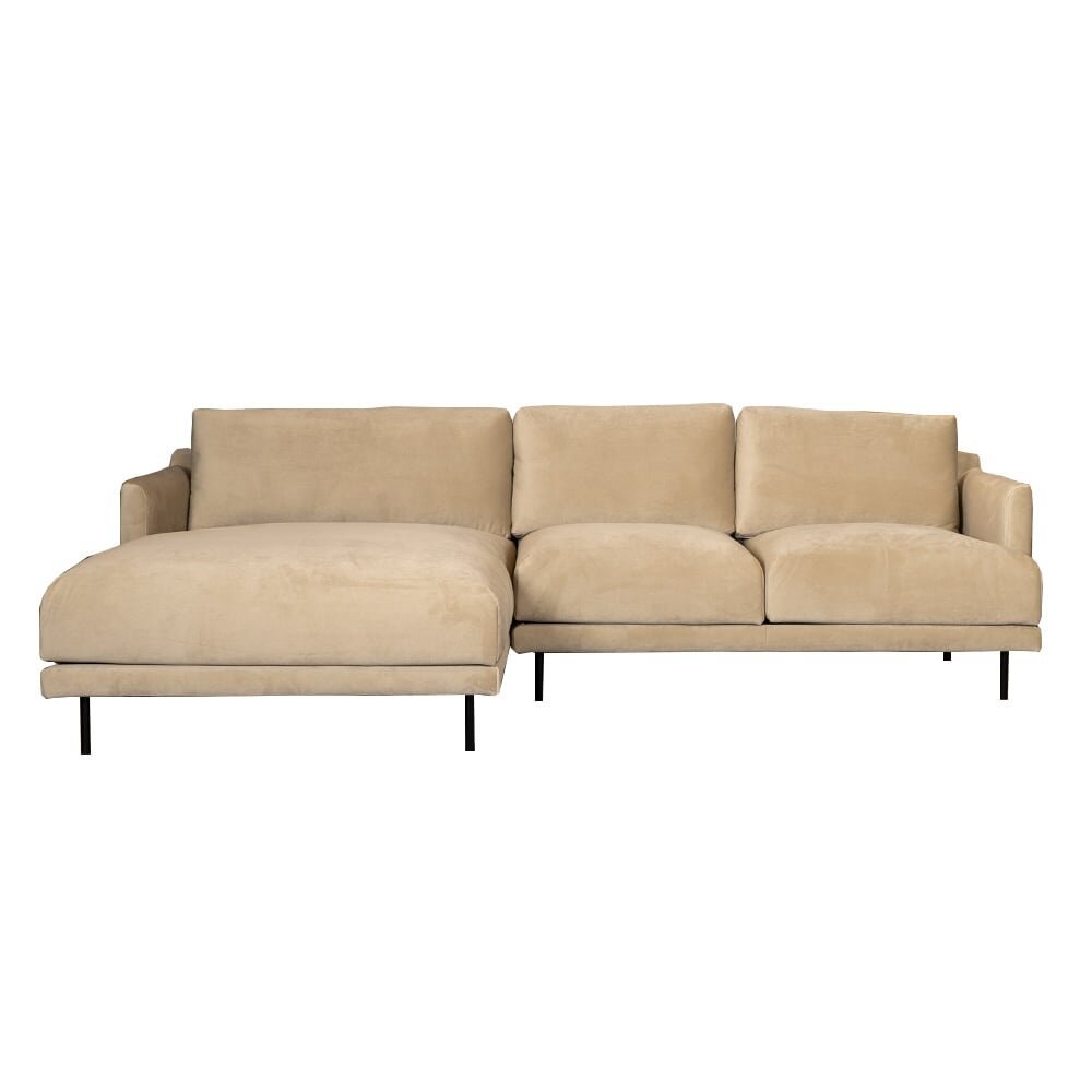 Hoekbank Palna velours beige links
