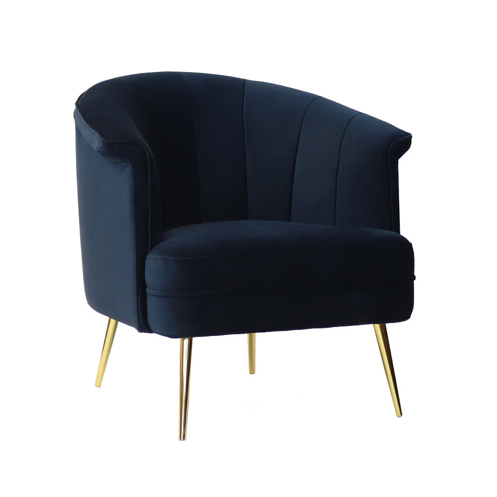 Fauteuil Linis velours donkerblauw