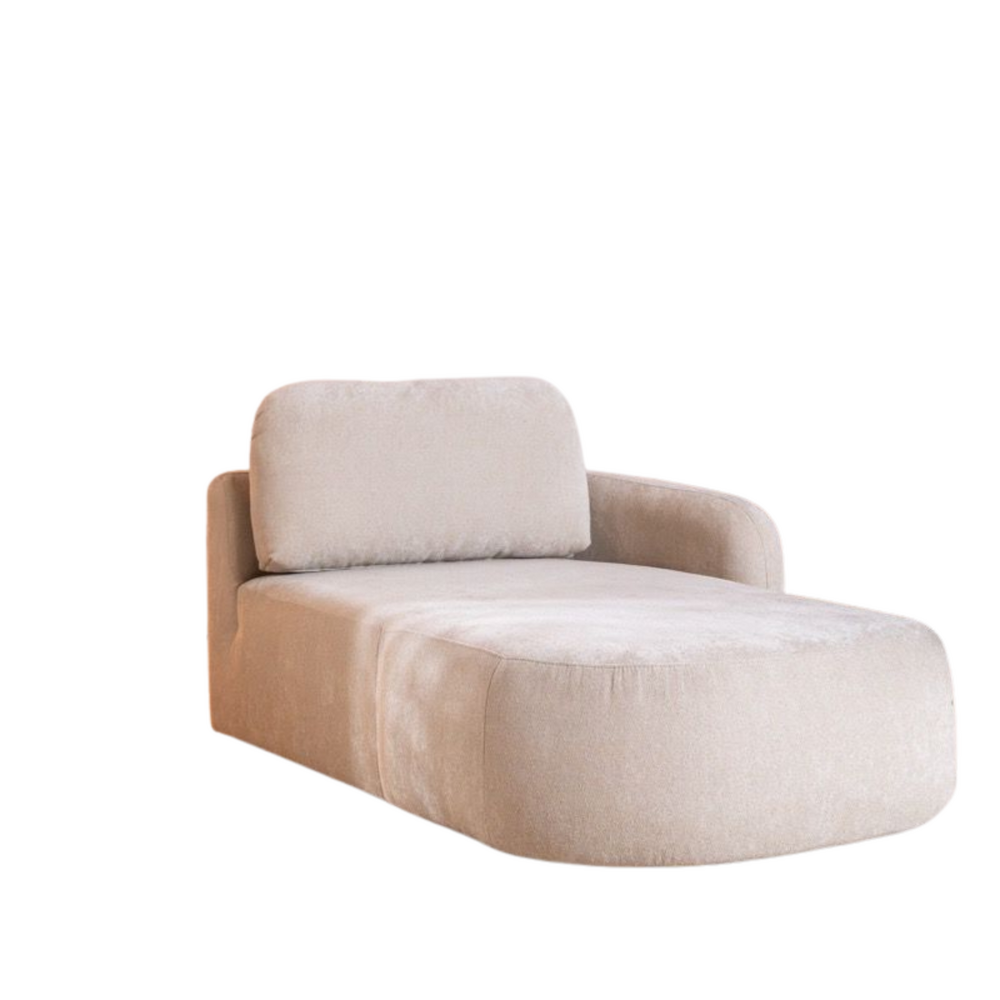 Chaise longue Mella chenille beige rechts