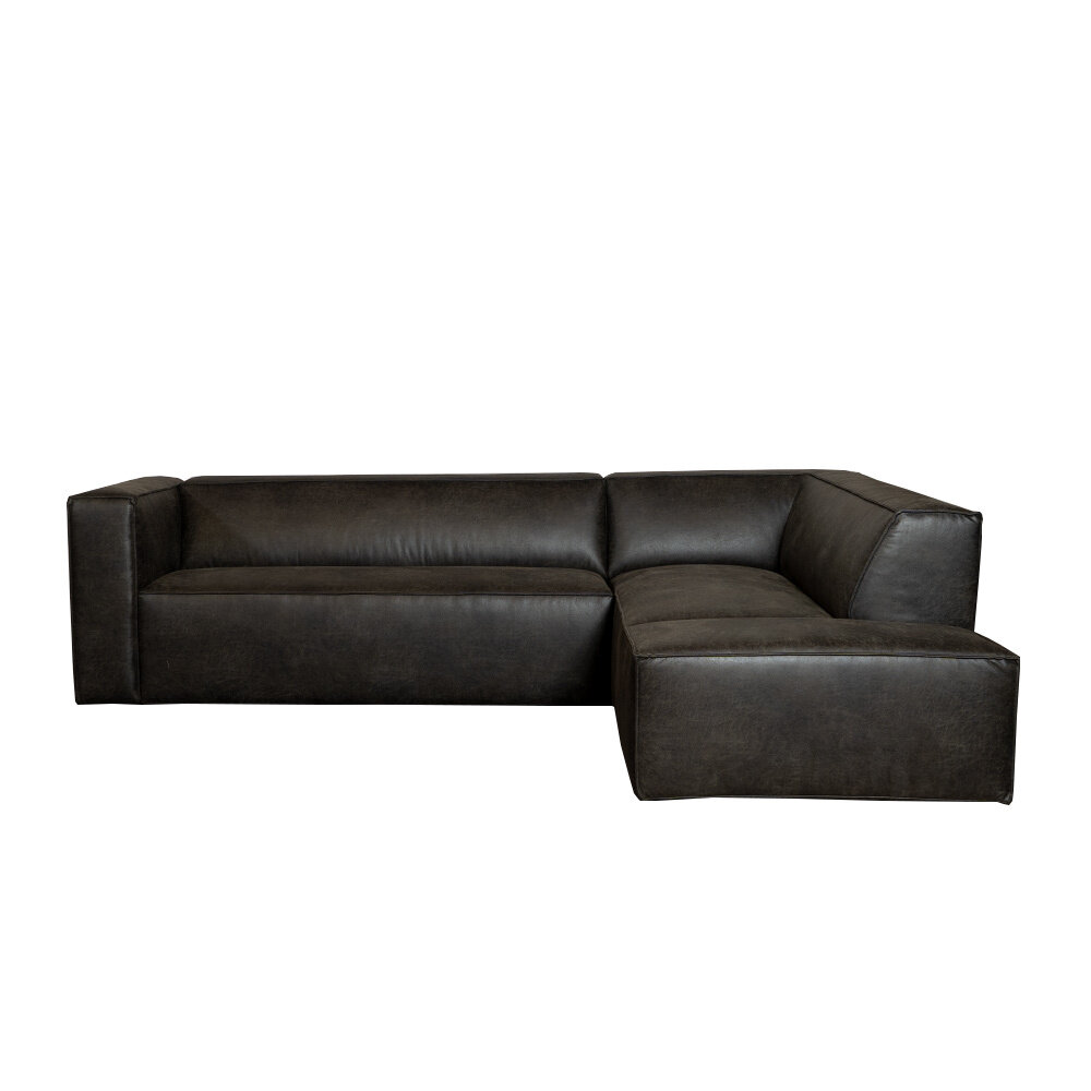 Hoekbank Belon eco-leer antraciet rechts 266 cm