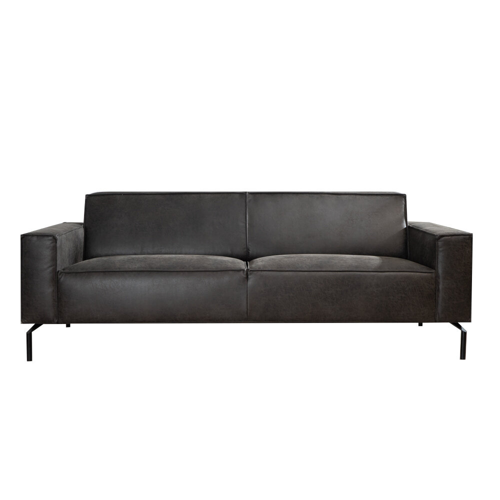 Bank Oron eco leer antraciet 3-zits