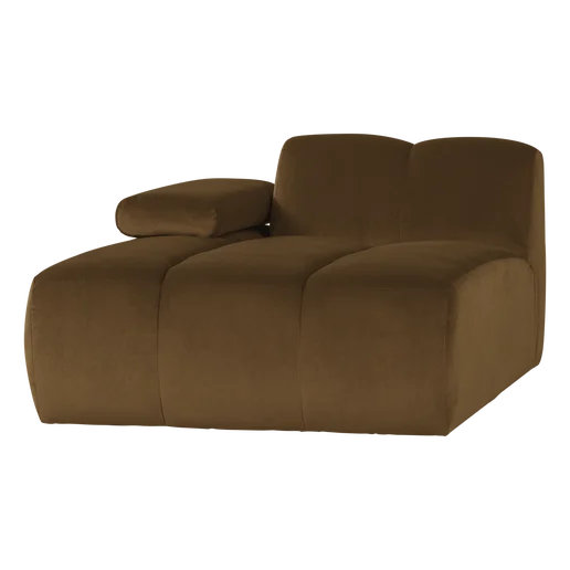 Chaise longue Rala velours geel links 124 cm