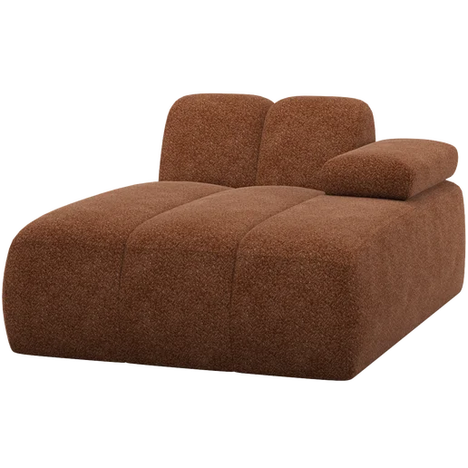 Chaise longue Talia chenille bruin rechts 124 cm