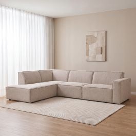 Hoekbank Palen royal bouclé naturel 110 links 283 cm