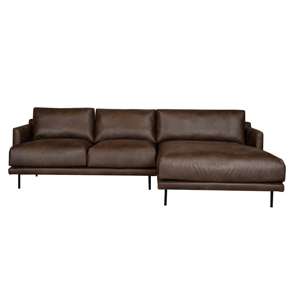 Hoekbank Delan eco-leer bruin rechts