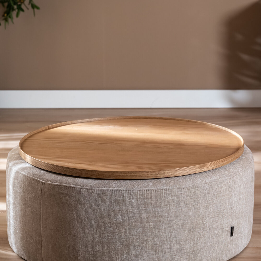 Decoratie Talel eikenfineer blank eiken rond Ø89 cm