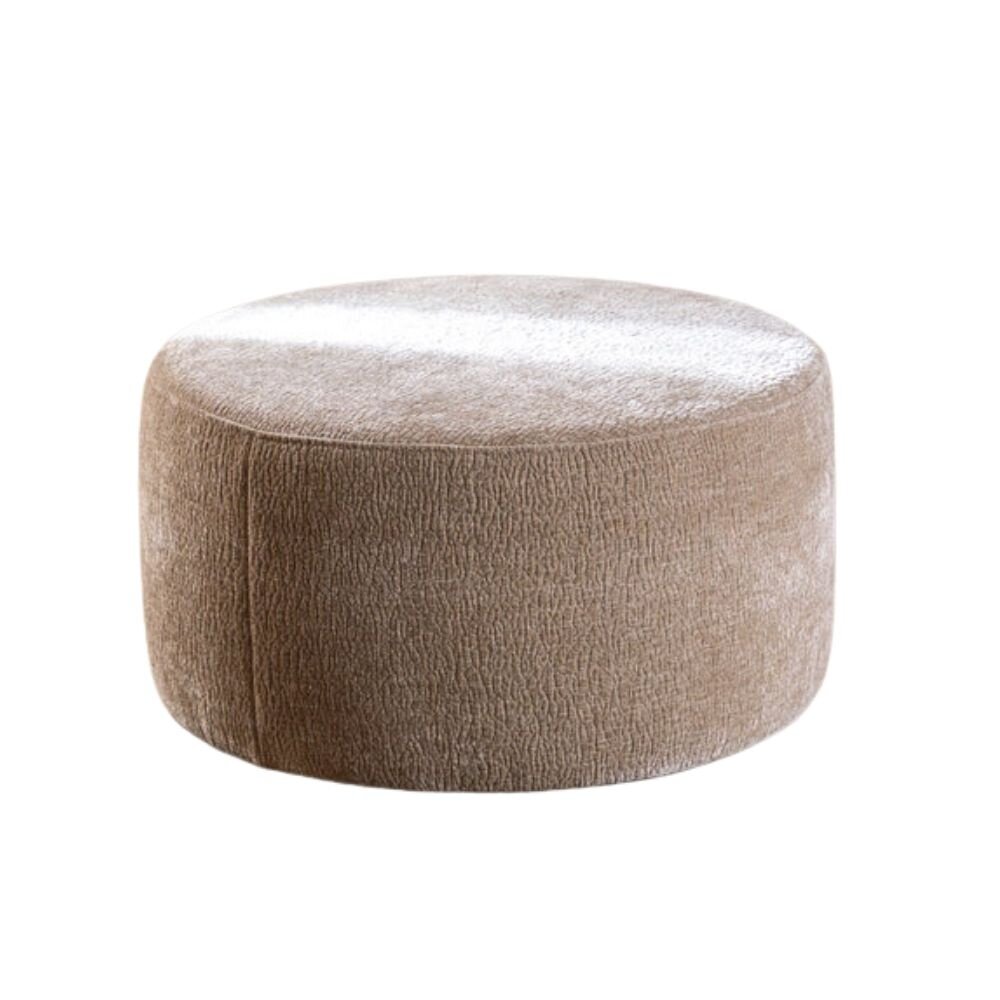 Poef Leva chenille taupe rond Ø70 cm