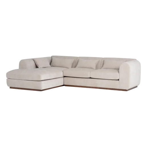 Hoekbank Jasvo velours beige links 306 cm