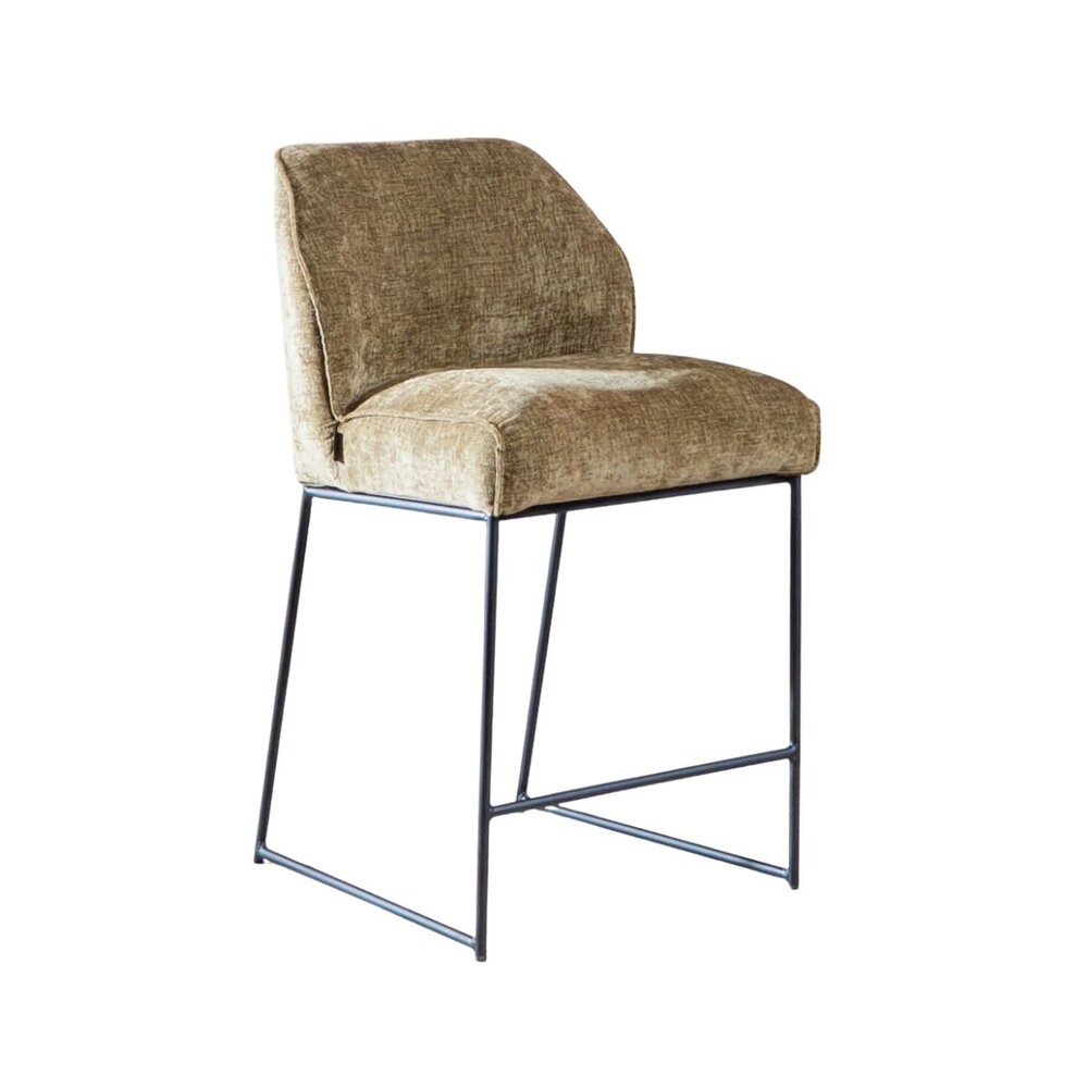 Barkruk Ilna chenille olijf groen 73 cm