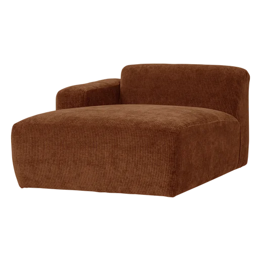 Chaise longue Calio ribstof bruin links