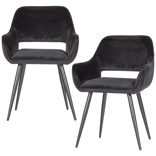 Stoel Galon velours zwart set van