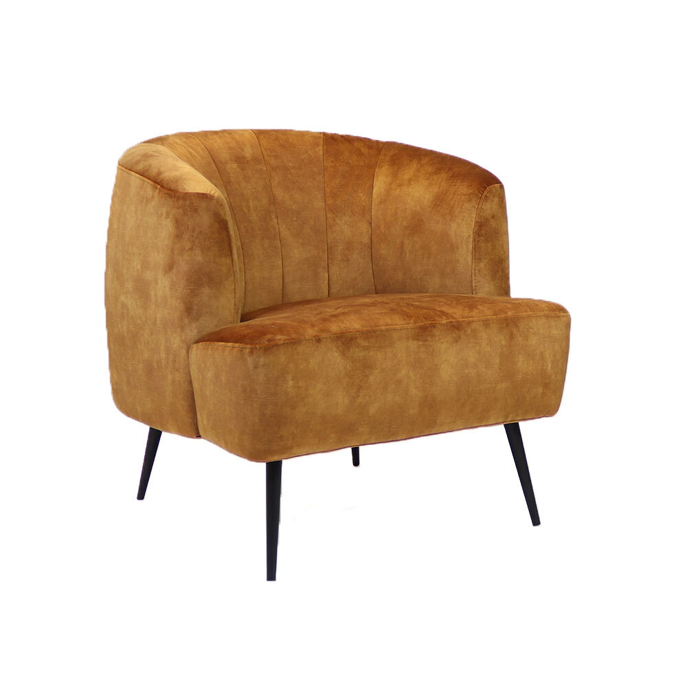 Fauteuil Helon velours okergeel 72 cm