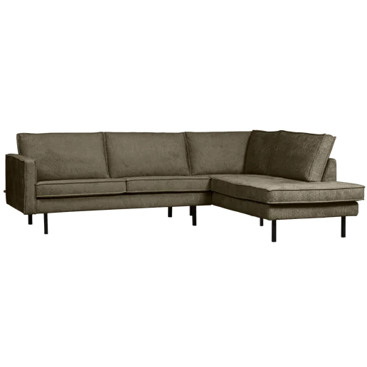Hoekbank Talto velours groen rechts 266 × 85 cm hoog