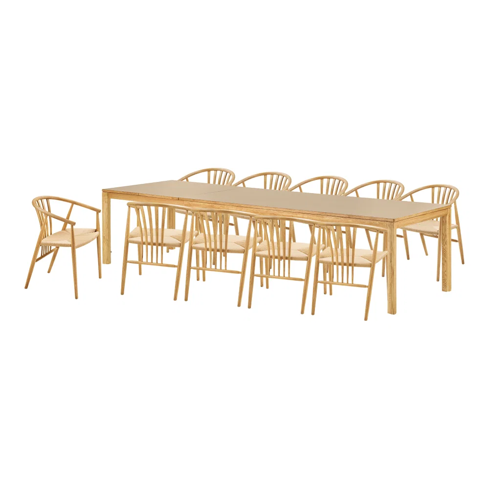 Eethoek Vesmi eiken hout naturel 220 cm