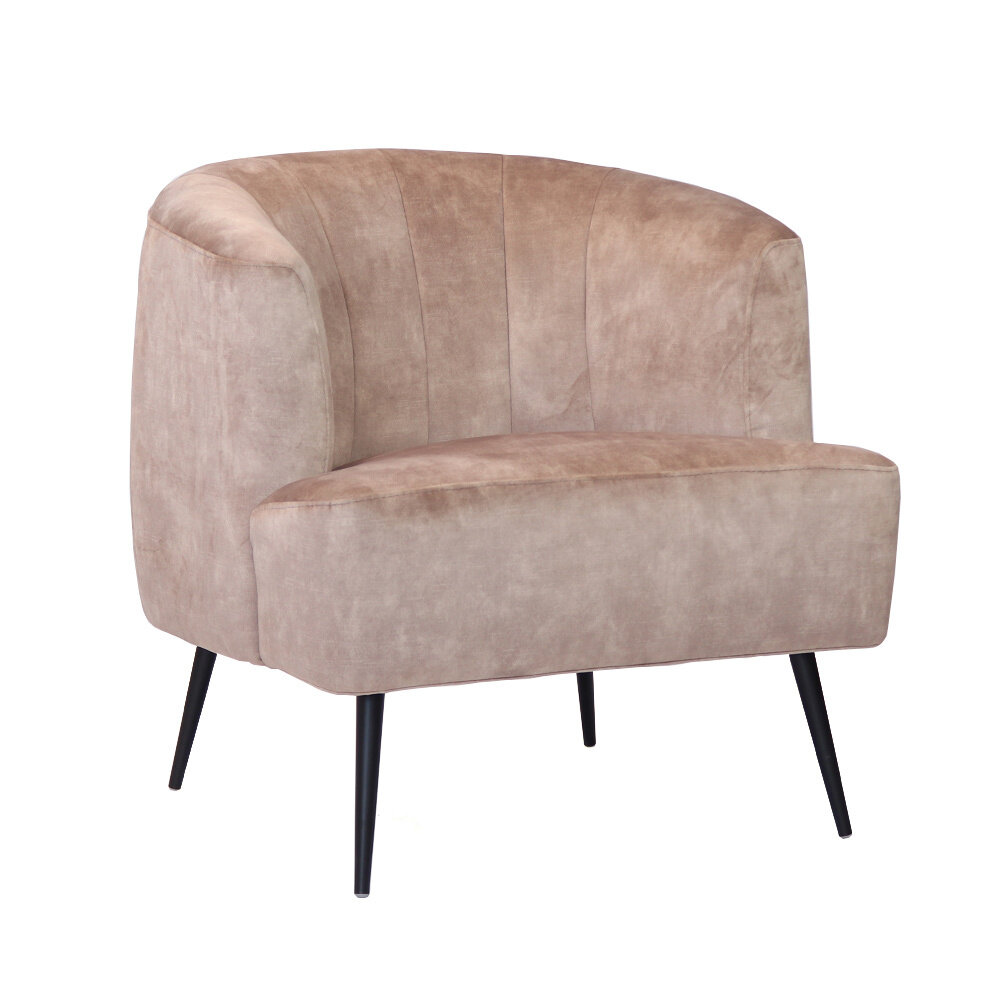 Fauteuil Halmi velours taupe 72 cm