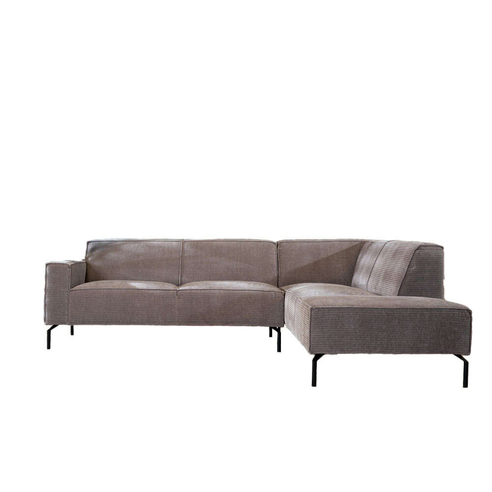 Hoekbank Perro ja taupe rechts 252 × 78 cm hoog