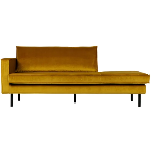 Chaise longue Fiovo velours geel links 203 × 85 cm hoog
