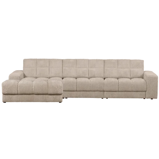 Chaise longue Delvo polyester naturel links 316 × 78 cm hoog