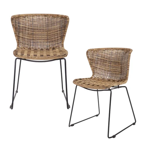 Tuinstoel Zanvo kunststof naturel set van