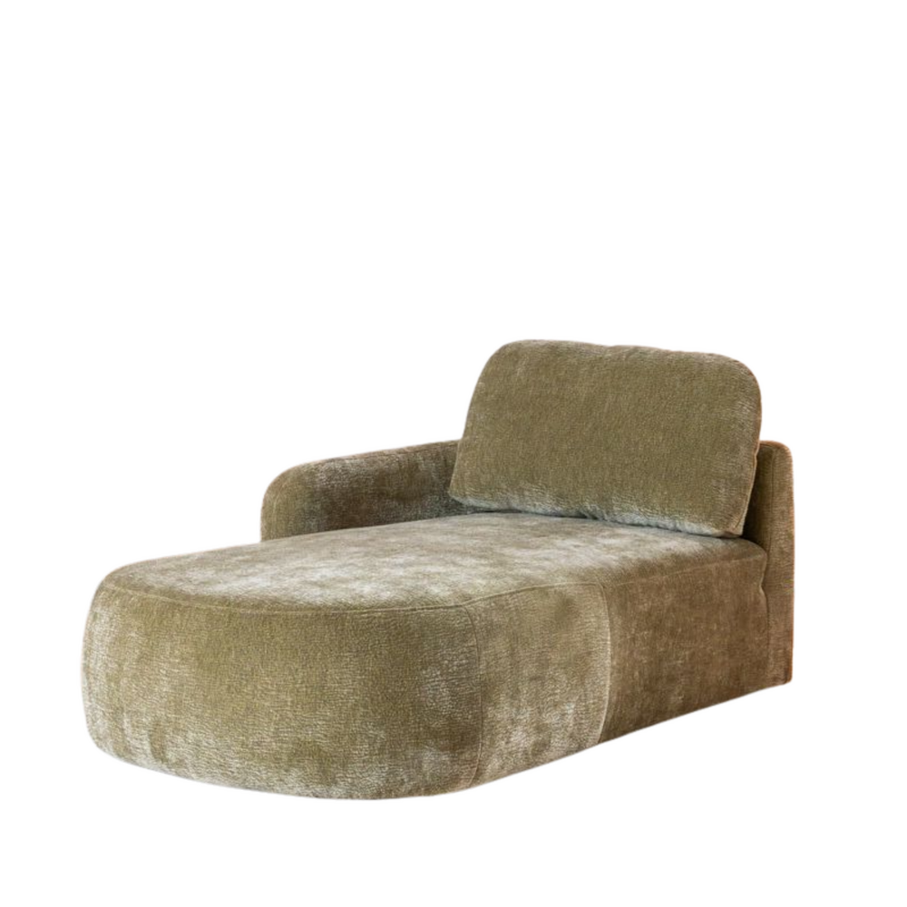 Chaise longue Della chenille groen links