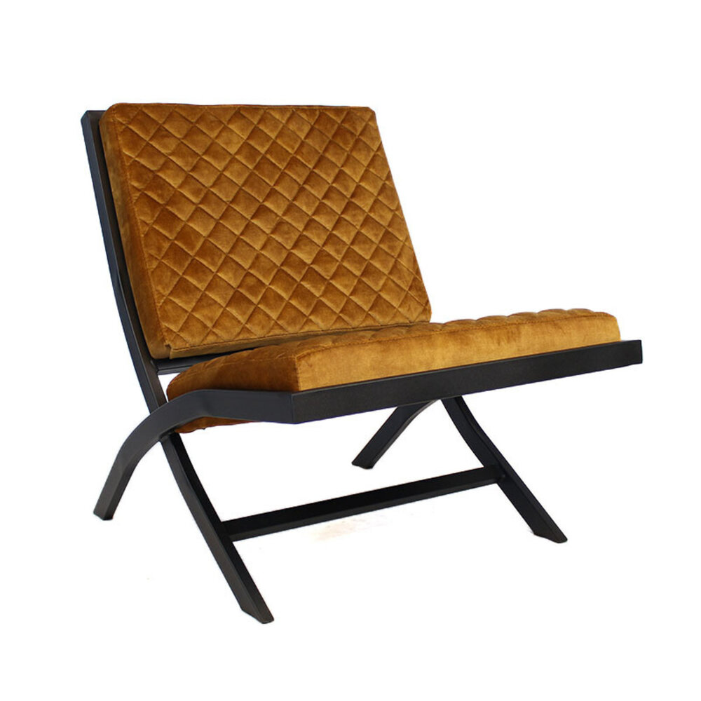 Fauteuil Ulto velours cognac 64 cm