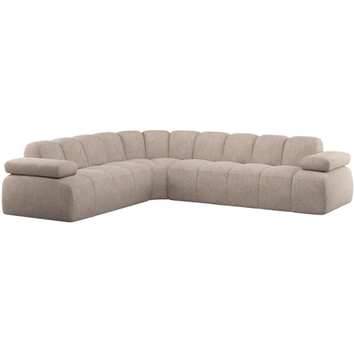 Hoekbank Cale chenille beige links 310 cm