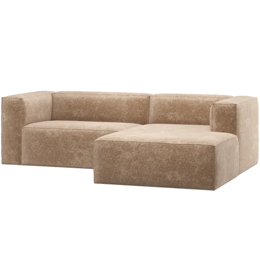 Chaise longue Corto velours roze rechts