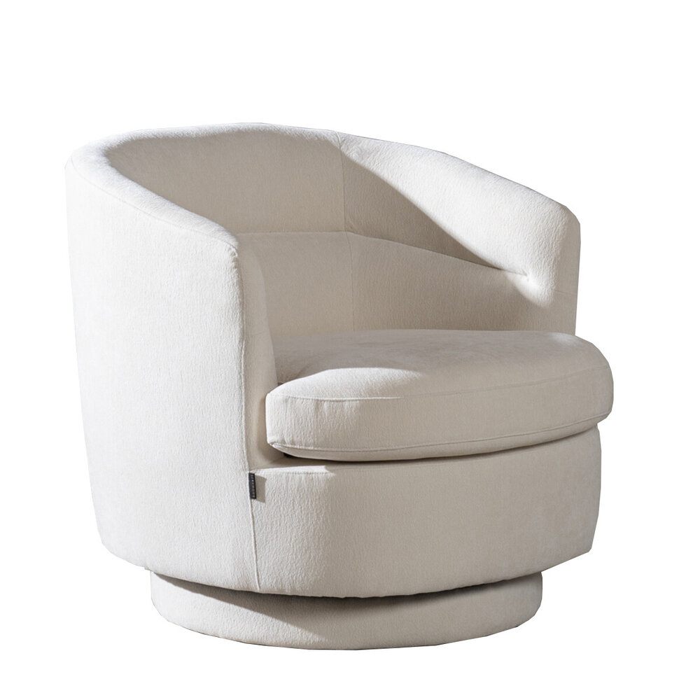 Fauteuil Elen chenille gebroken wit draaibaar 80 cm